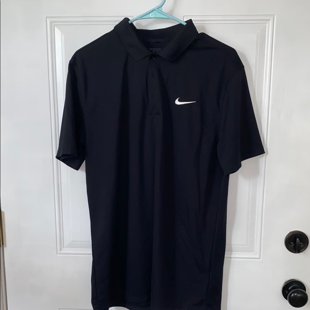 Nike Men's Polo Shirt - Black with White Logo